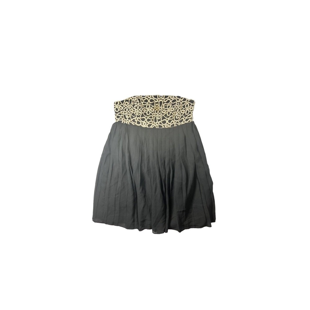 Lilly Pulitzer Black Gold Julie Chiffon Strapless Formal Dress Size 8
